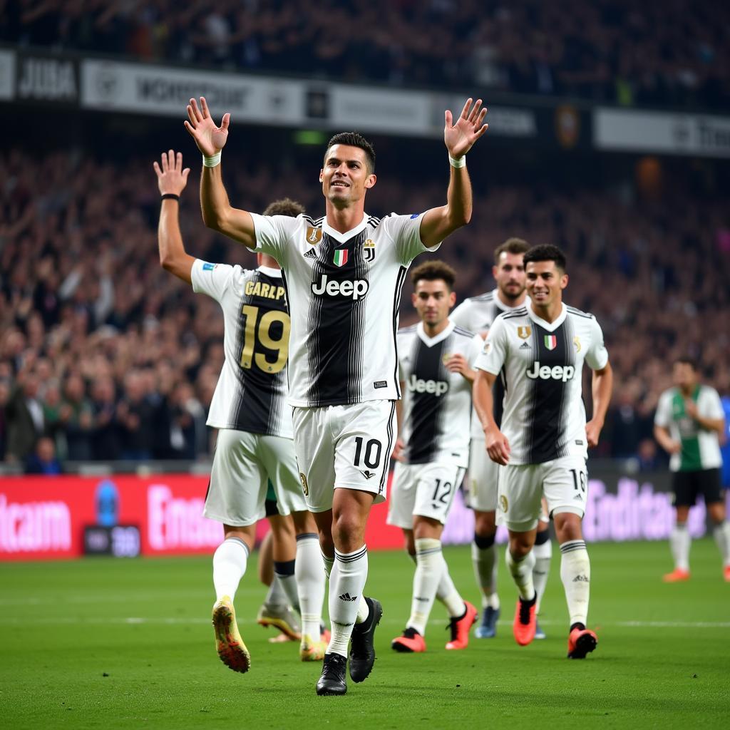 Ronaldo ghi bàn trong màu áo Juventus: Niềm vui chiến thắng