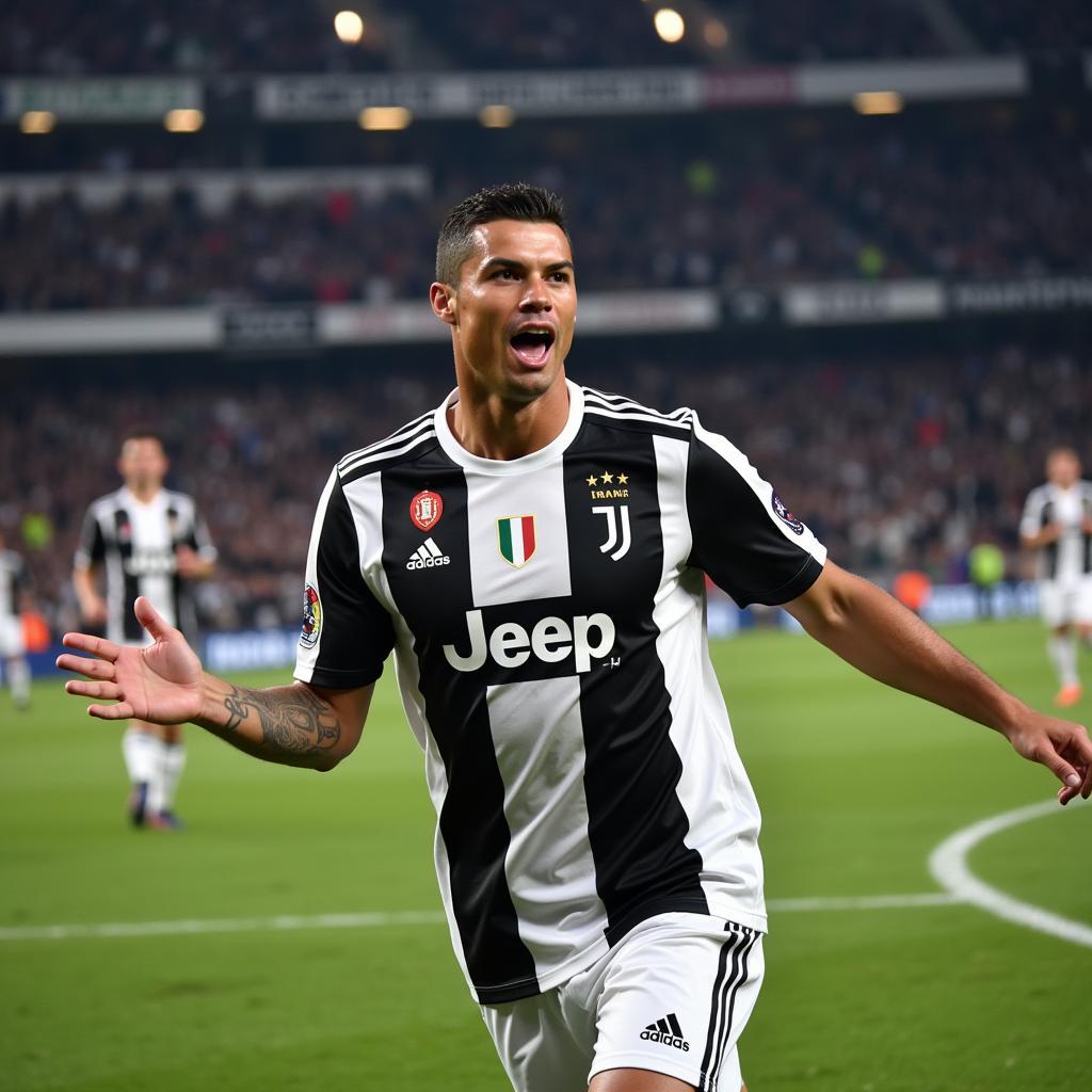 Ronaldo ghi bàn trong màu áo Juventus