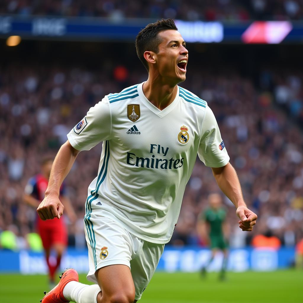 Ronaldo ghi bàn trong màu áo Real Madrid