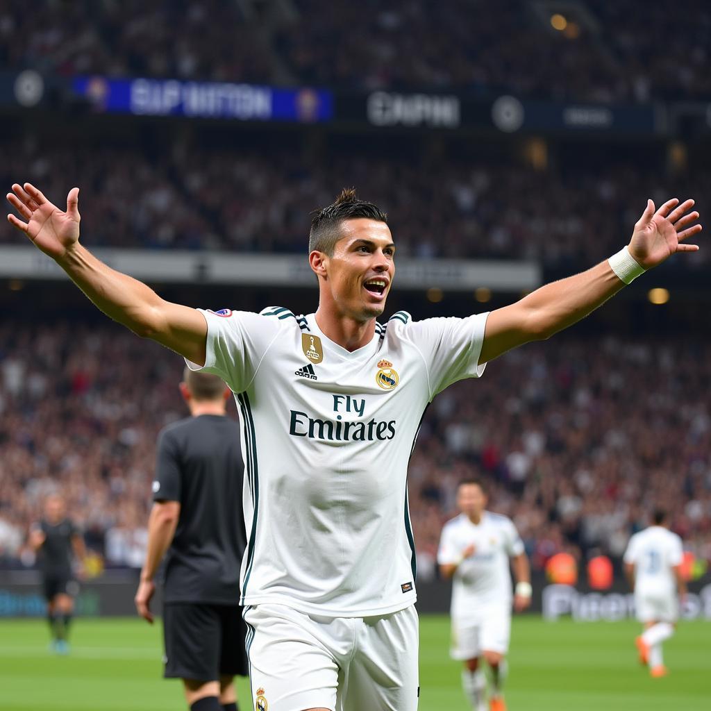 Ronaldo ghi bàn trong màu áo Real Madrid