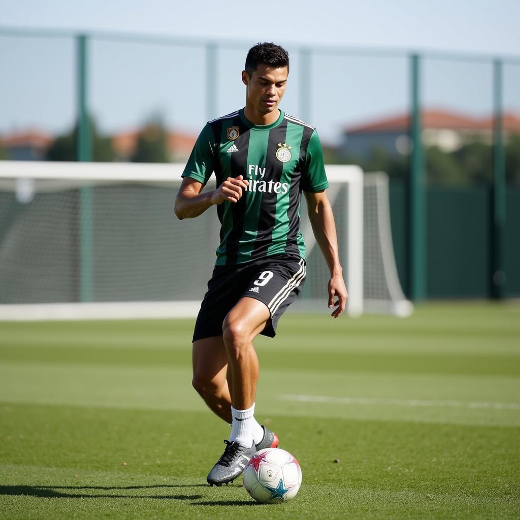 Ronaldo luyện tập kỹ thuật tại học viện Sporting Lisbon