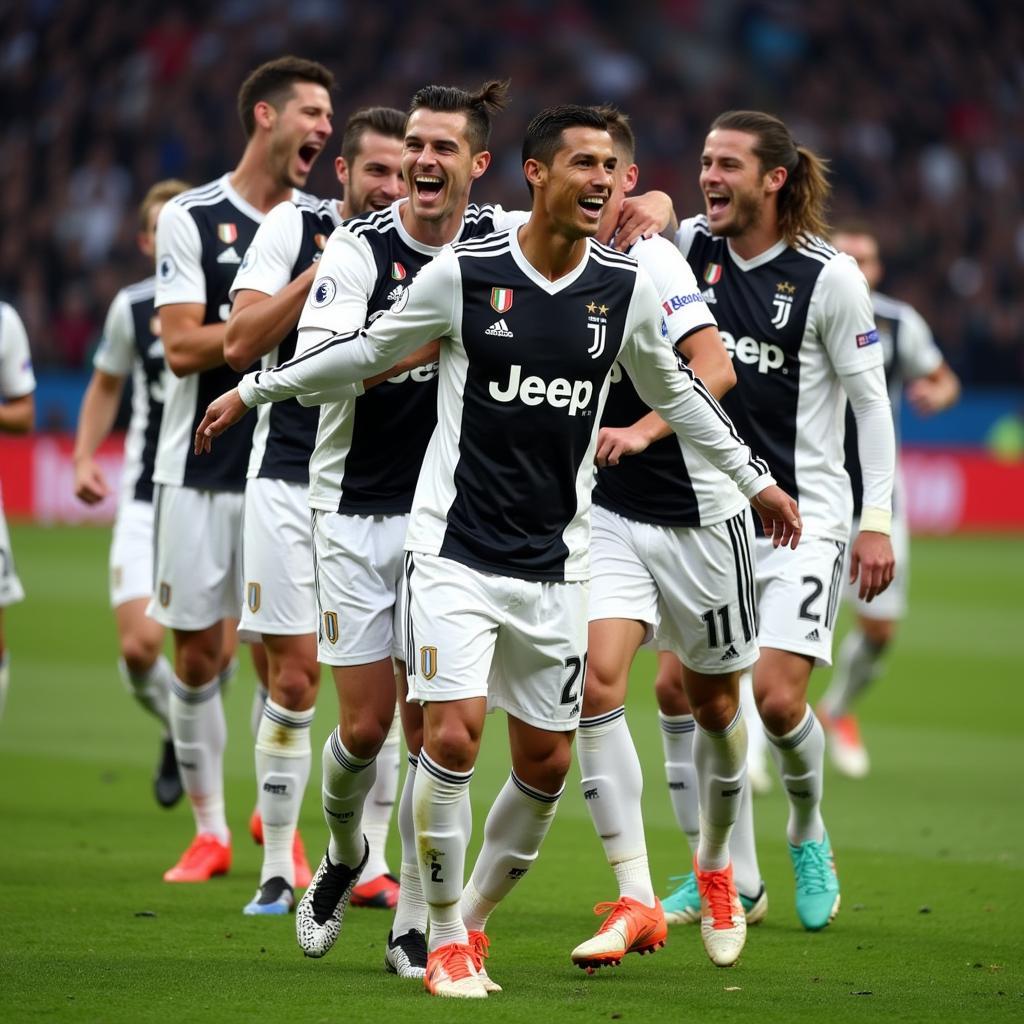 Ronaldo celebrates Serie A title win with Juventus in the 19/20 season.