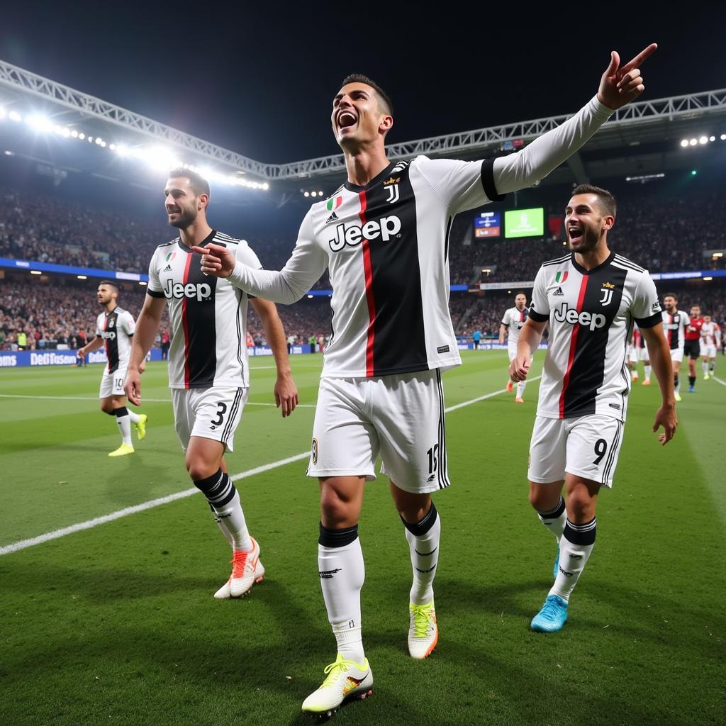 Ronaldo ăn mừng chiến thắng cùng Juventus