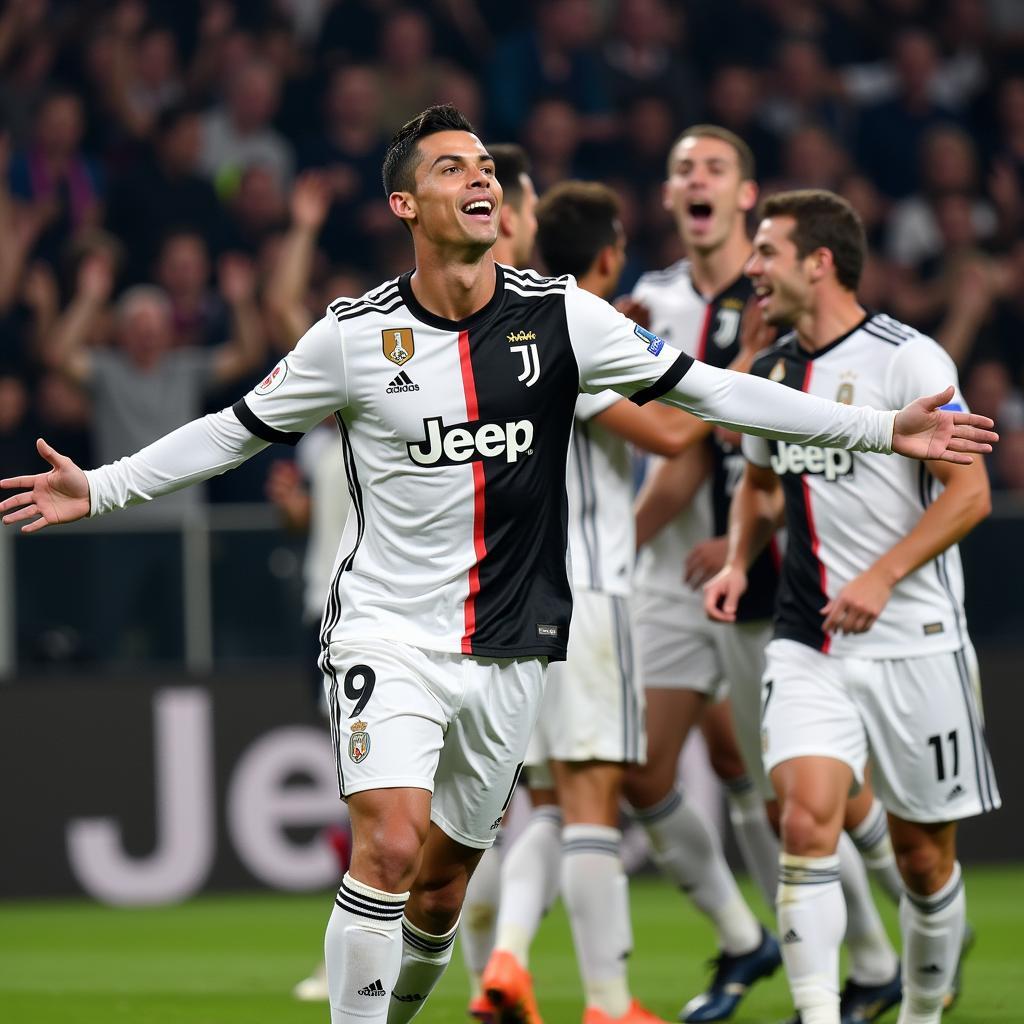 Ronaldo celebrates a goal for Juventus