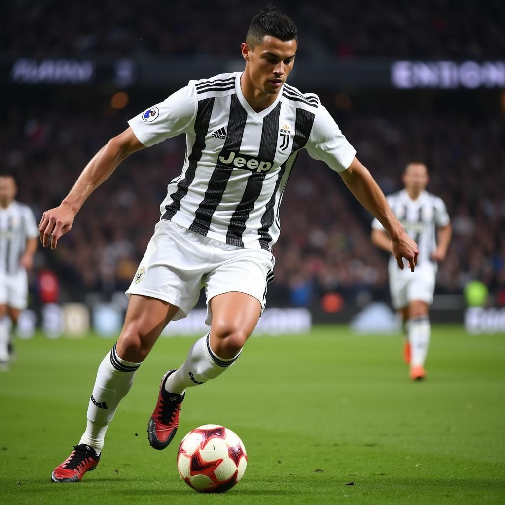 Cristiano Ronaldo thể hiện kỹ thuật điêu luyện trong màu áo Juventus