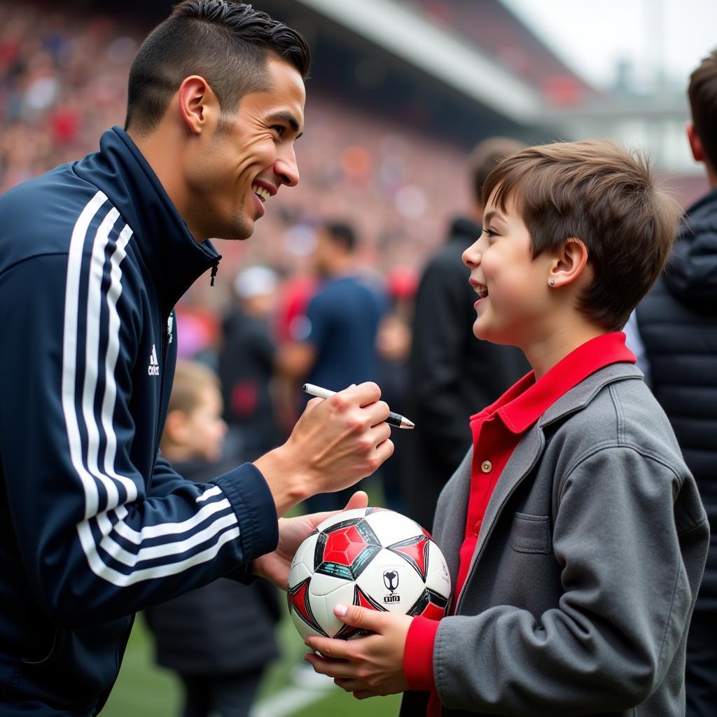 Ronaldo ký tặng fan hâm mộ