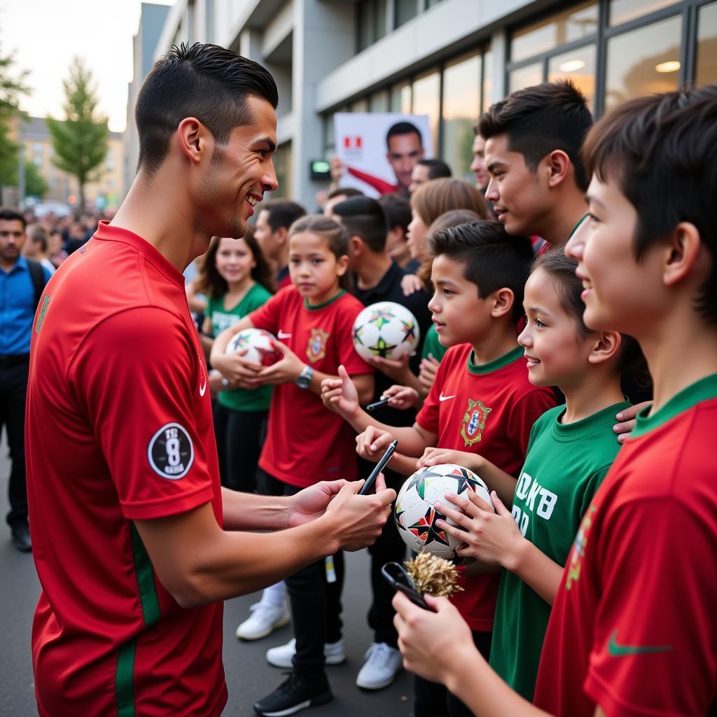 Ronaldo ký tặng fan hâm mộ