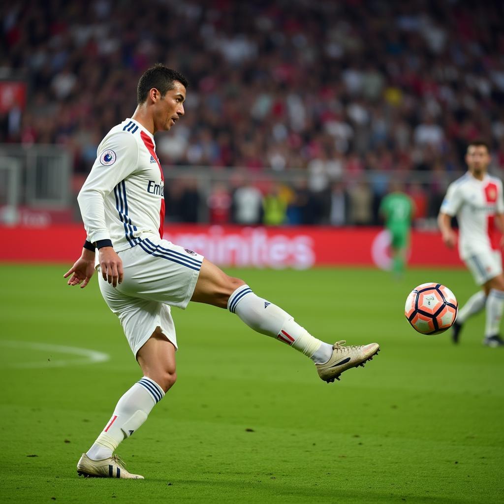 Ronaldo scoring a free-kick in La Liga in 2017