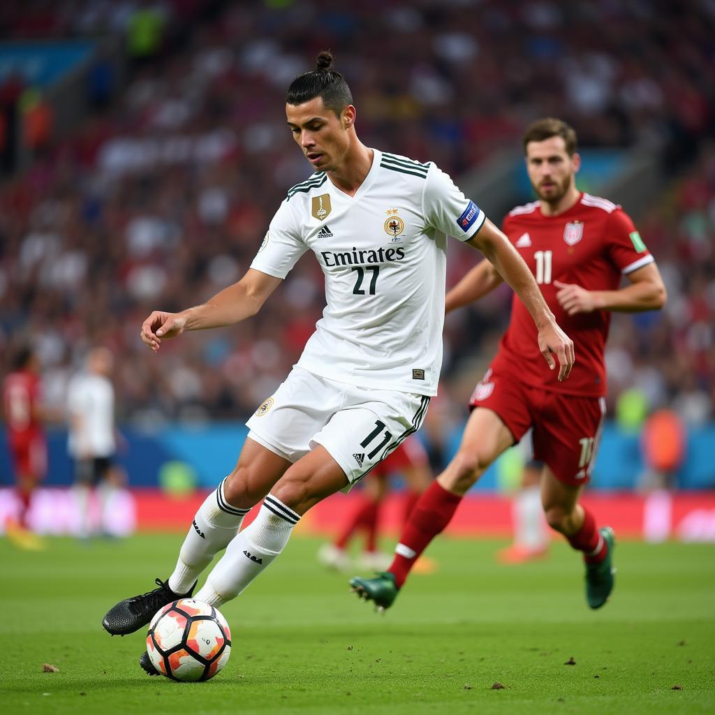 Ronaldo trong trận đấu với Latvia