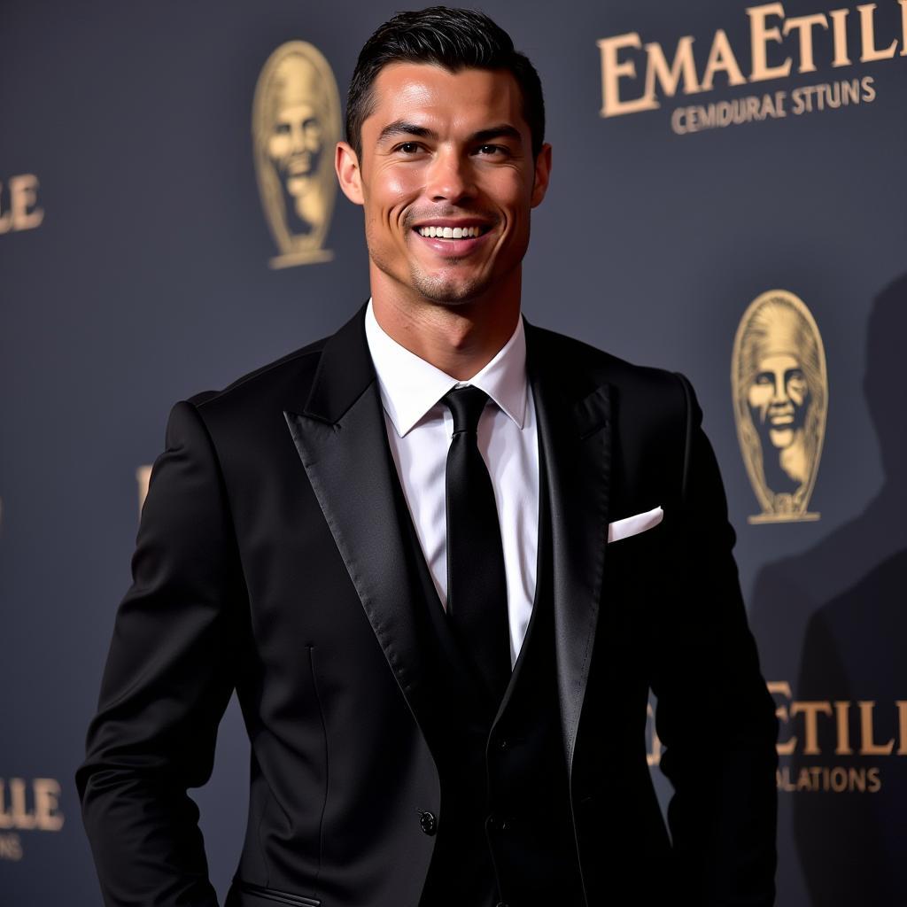 Ronaldo Mặc Veston Đen Lịch Lãm