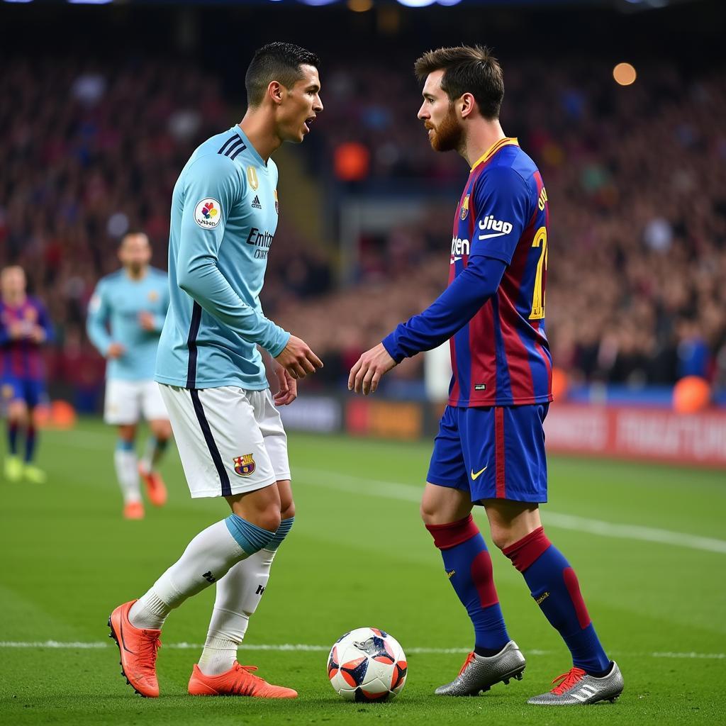 Ronaldo và Messi đối đầu nhau trên sân cỏ