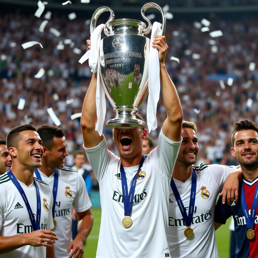 Ronaldo nâng cao chiếc cup Champions League 2016