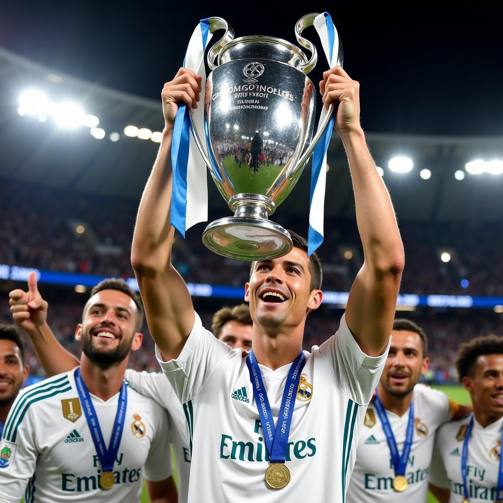 Ronaldo nâng cao chiếc cup Champions League