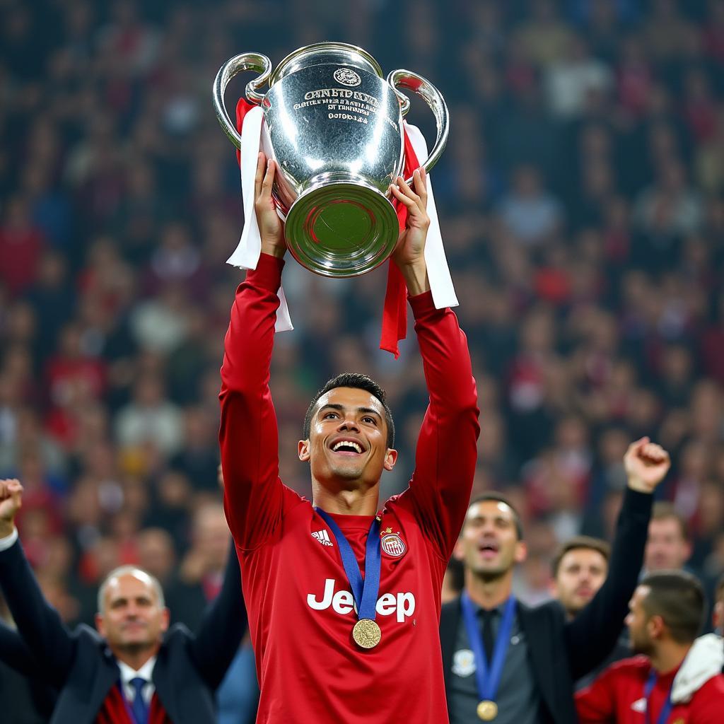 Ronaldo nâng cao chiếc cup Champions League