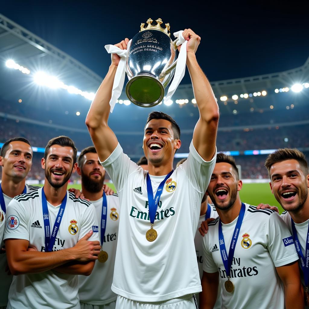 Ronaldo nâng cao chiếc cúp Champions League