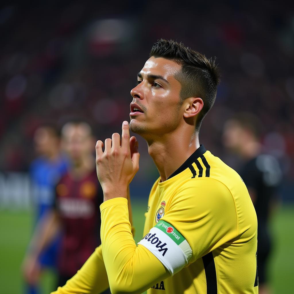 Ronaldo phản ứng với đồng đội trên sân