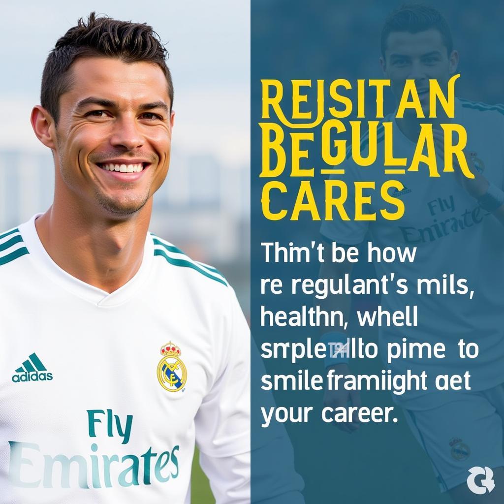 Cristiano Ronaldo's present-day smile, highlighting the importance of consistent dental care