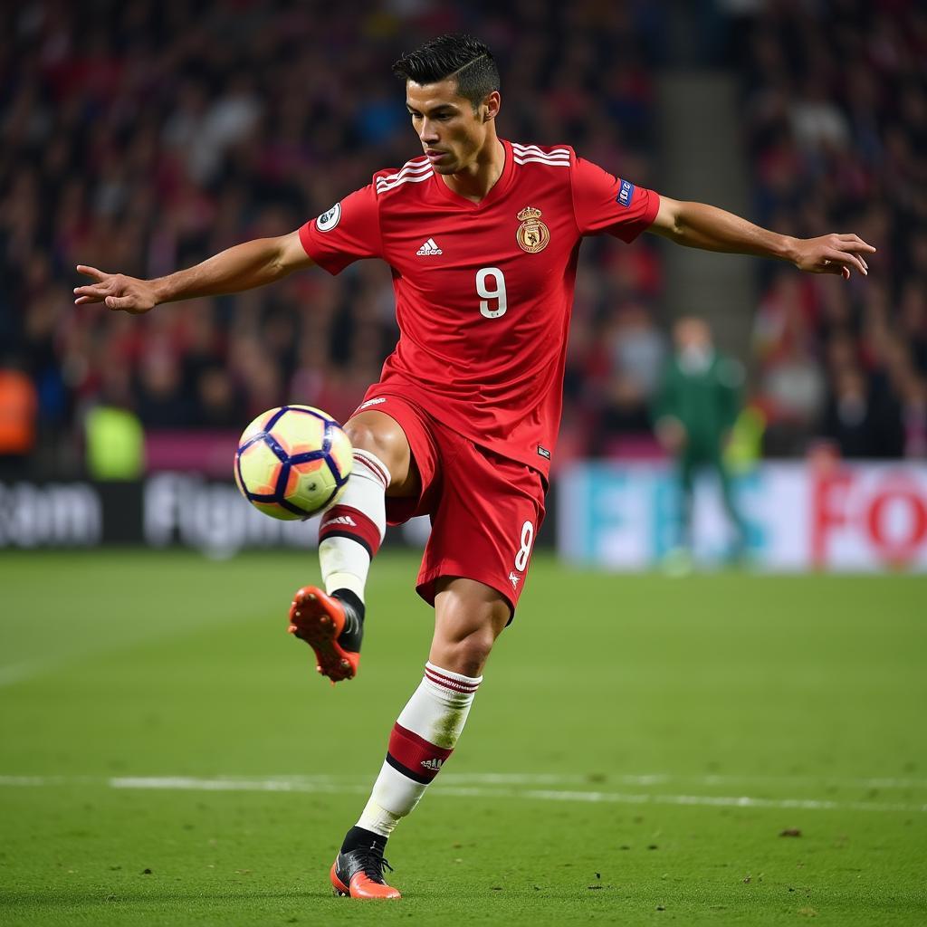 Ronaldo thực hiện cú sút phạt siêu phẩm