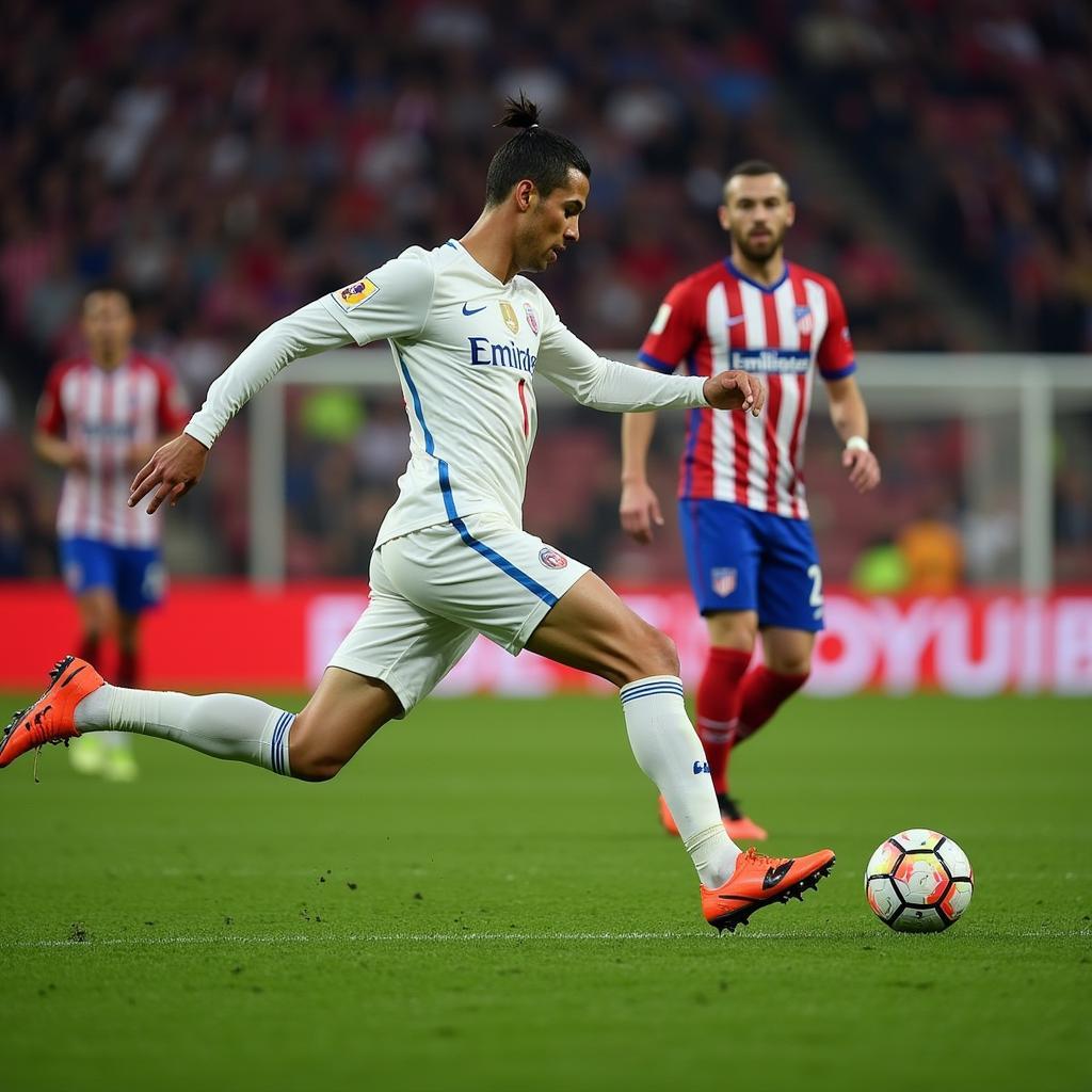 Ronaldo sút phạt vào lưới Atletico