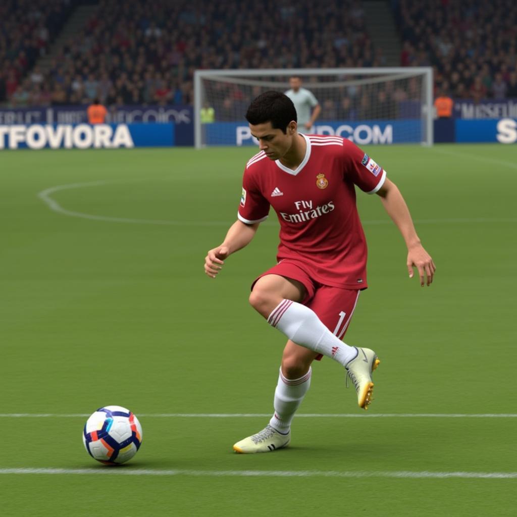 Ronaldo thực hiện cú sút phạt trong PES 2013