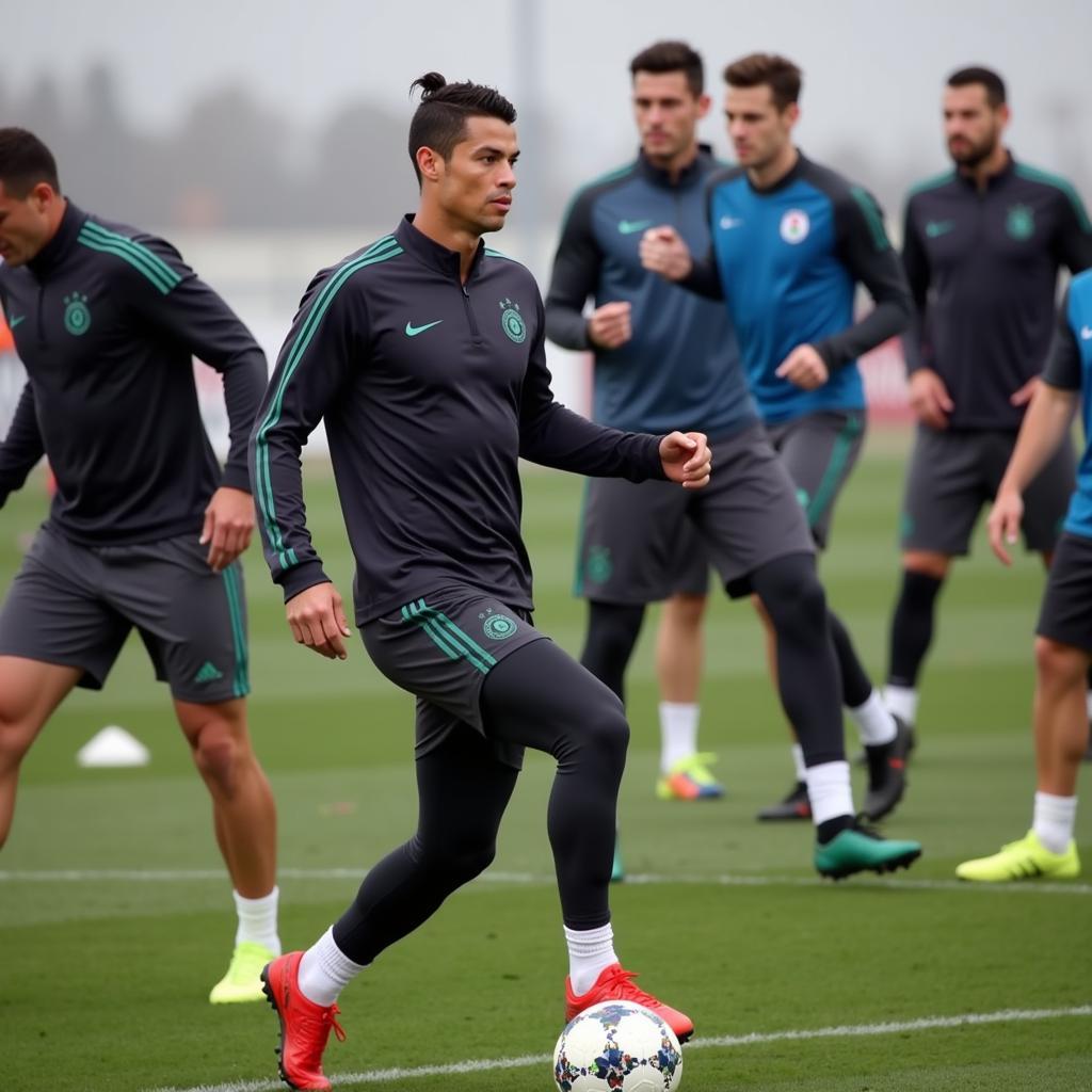 Ronaldo tập luyện chăm chỉ cùng đồng đội