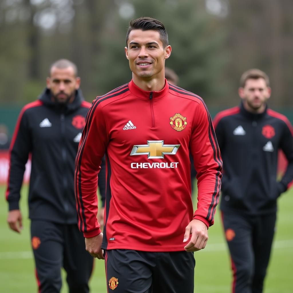 Ronaldo tập luyện cùng Manchester United