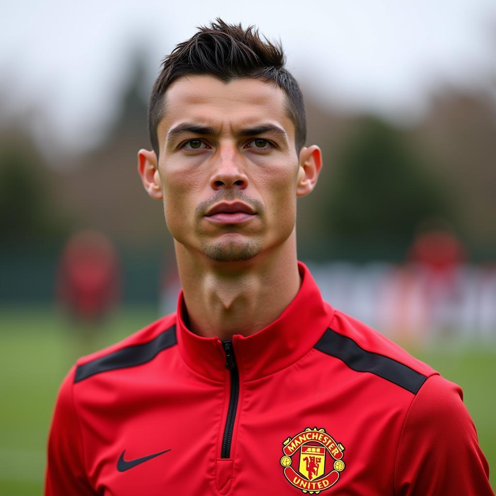 Ronaldo trong bộ đồ Manchester United