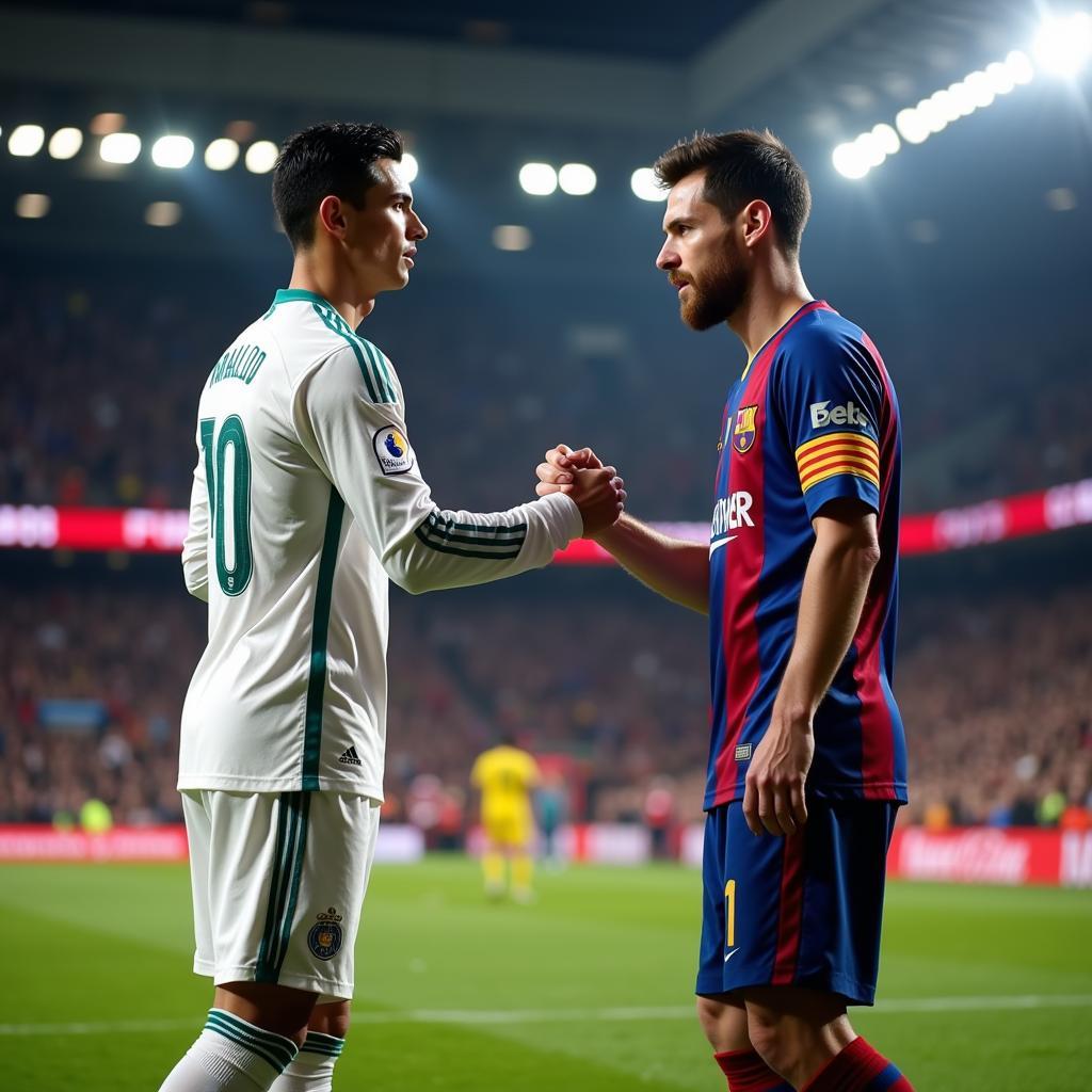 Ronaldo và Messi bắt tay trước trận đấu