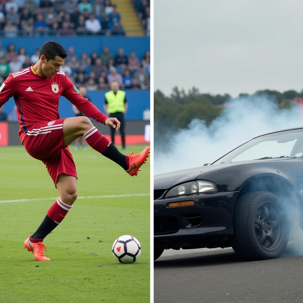 So sánh Ronaldo đá xoáy và kỹ thuật drift